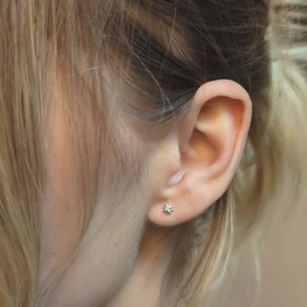Dainty Blue Topaz Star Stud Earrings