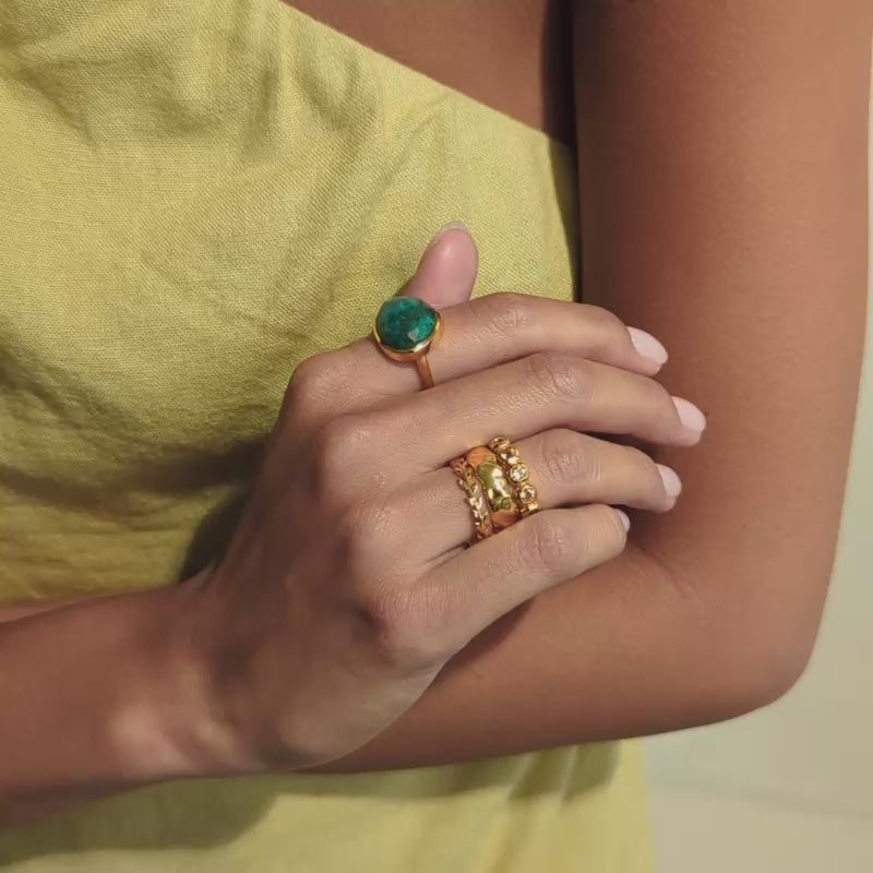 azurite ring in gold