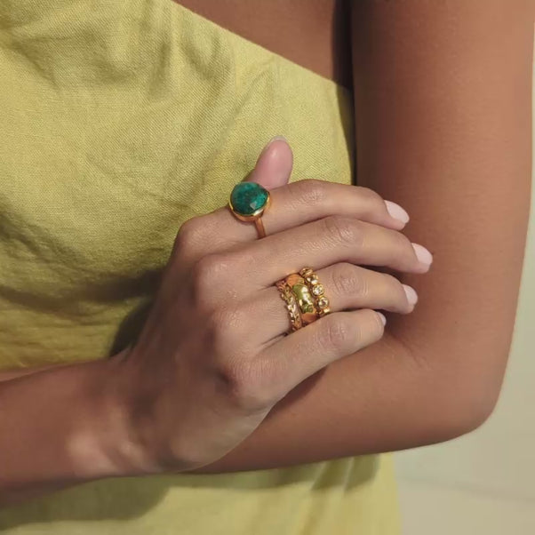 azurite ring in gold