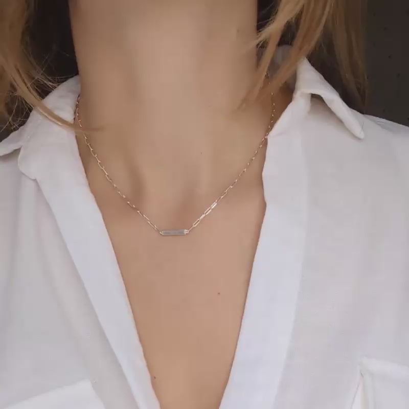 Carrie Elizabeth My Safe Space Engravable Bar Necklace