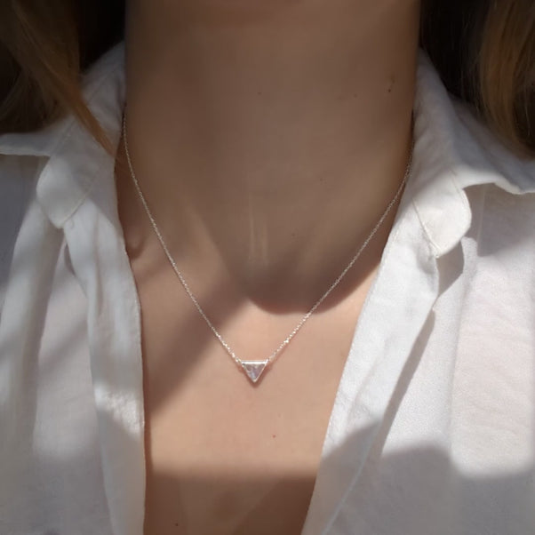 Rainbow Moonstone Triangle Necklace