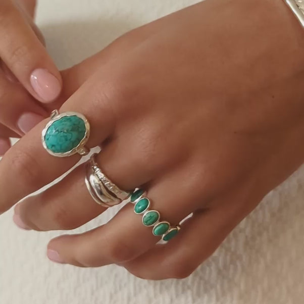 turquoise molten ring in sterling silver