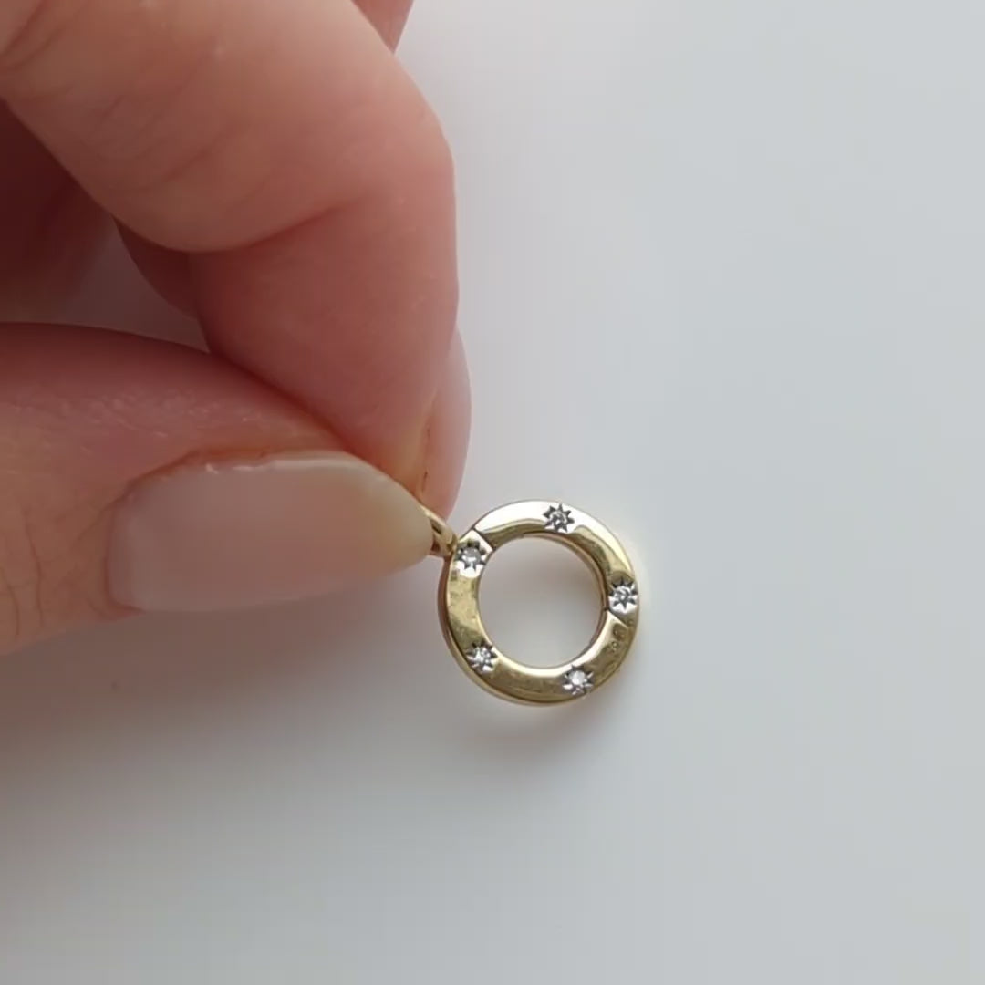 solid 9k charm holder with diamonds