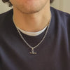 silver rolo chain necklace with t bar