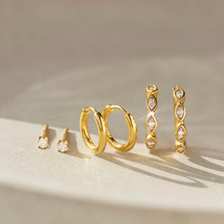 Carrie elizabeth earring stacking set in cz and gold vermeil