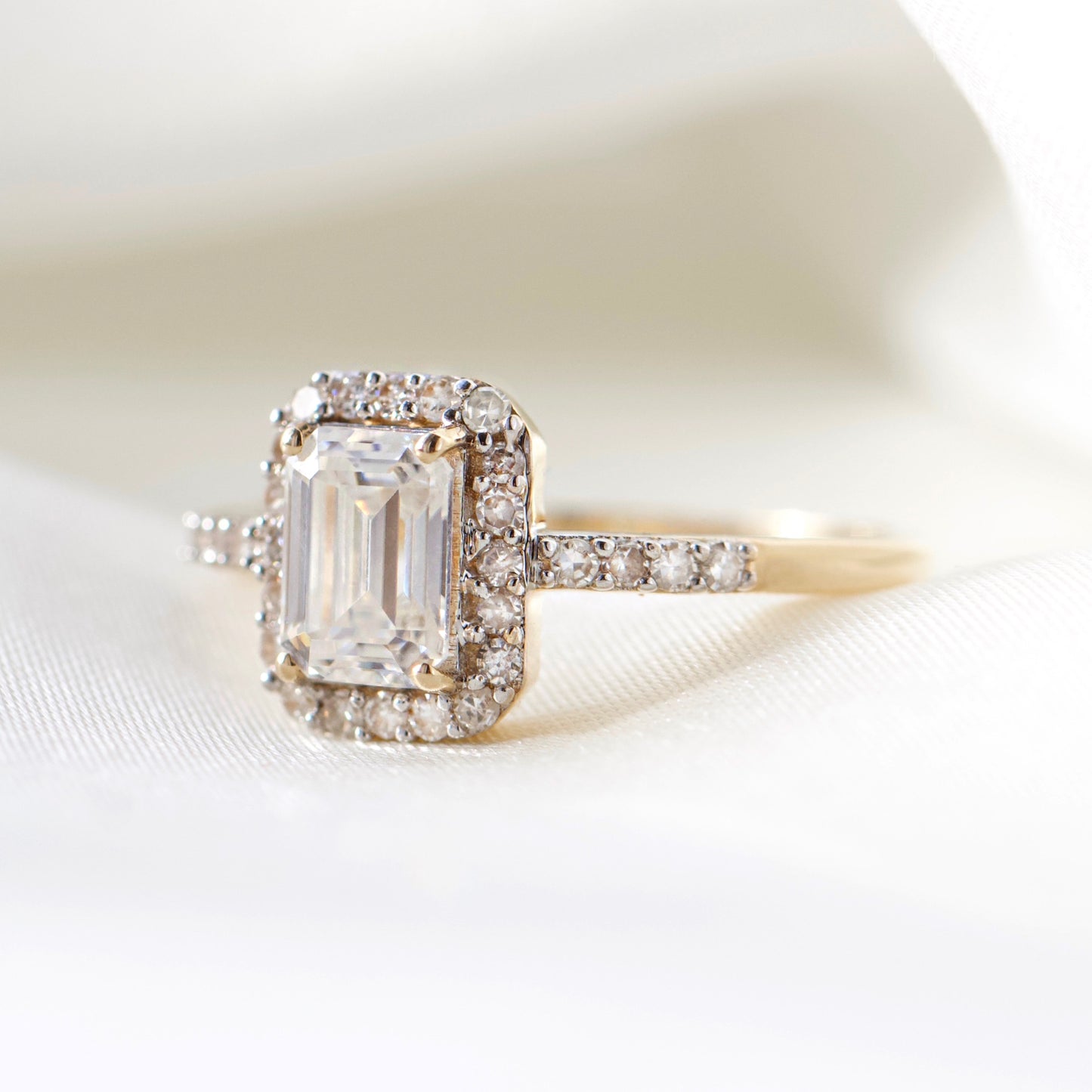 Willow Moissanite and Diamond Pave Halo Ring