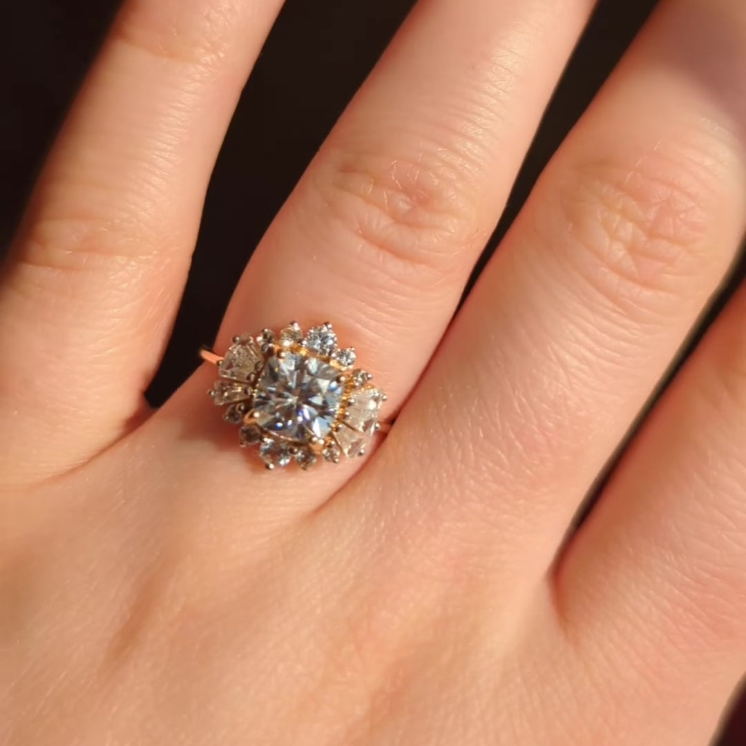 Carrie Elizabeth Moissanite Engagement Ring In Solid Gold