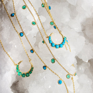 Green Onyx Droplet Necklace in Gold Vermeil Necklace Malya 