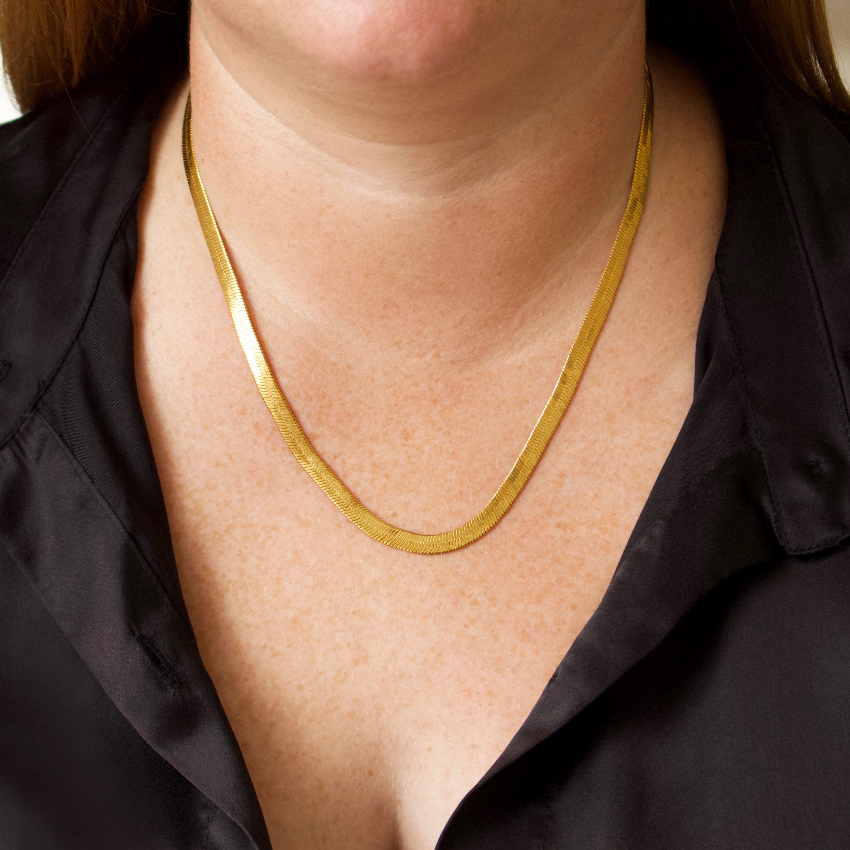 Happiness: Gold Herringbone Necklace by taudrey