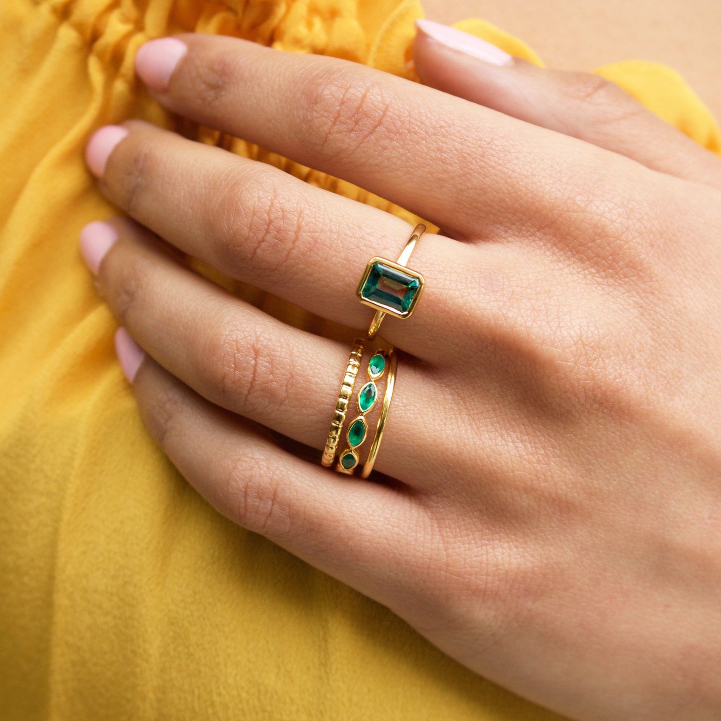 Green Onyx Marquise Gemstone Stacking Ring in Gold Vermeil Ring malya 