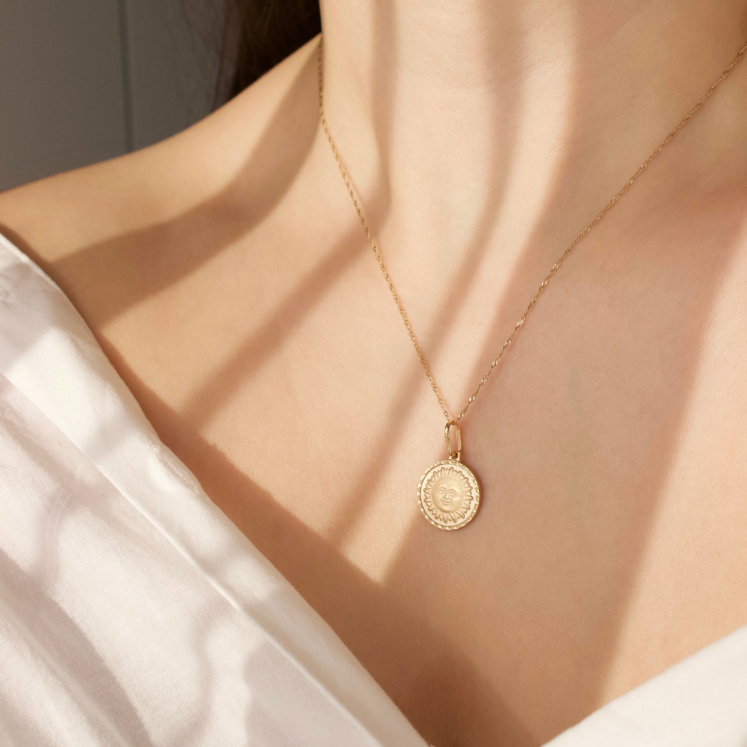Sun & Moon Pendant in 9k Solid Gold - Necklace - Carrie Elizabeth