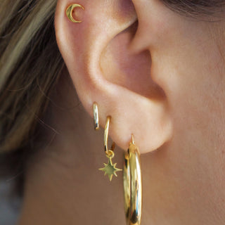 14k Gold Vermeil Star Charm Hoops Earrings Malya 