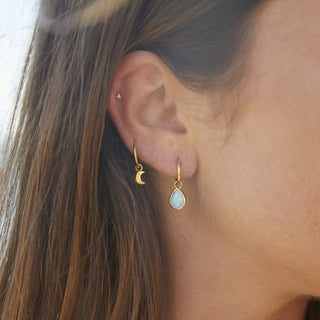 14k Gold Vermeil Star & Moon Charm Hoop Earrings Earrings VJI 