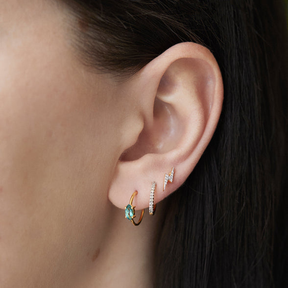 Mini Diamond Hugging Hoops In Gold Vermeil Earrings VJI 