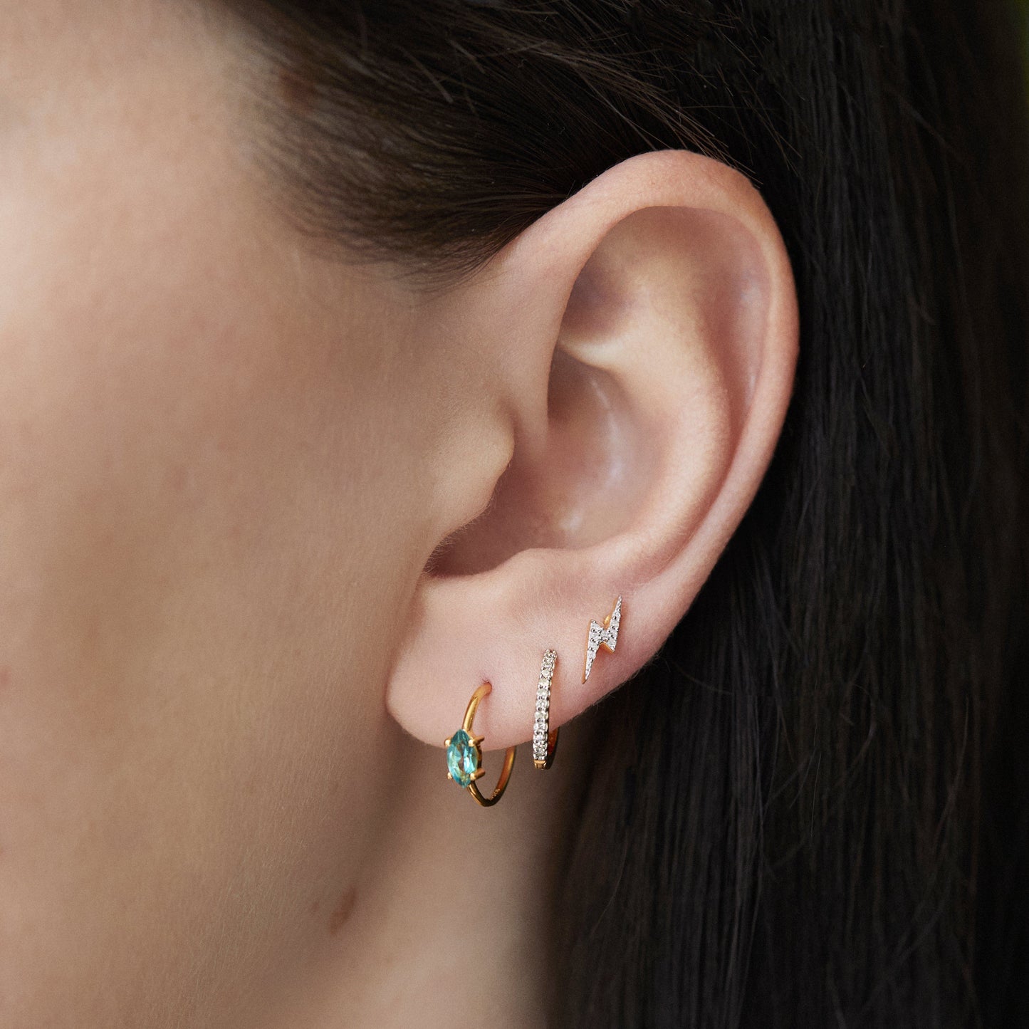 Lightning Bolt Diamond Stud Earrings In Gold Vermeil Earrings Pink City 