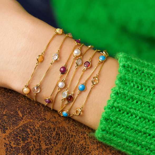 Dainty Semi Precious Birthstone Bracelet