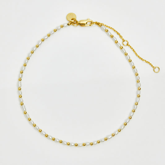 Rice Pearl Anklet In 14k Gold Vermeil