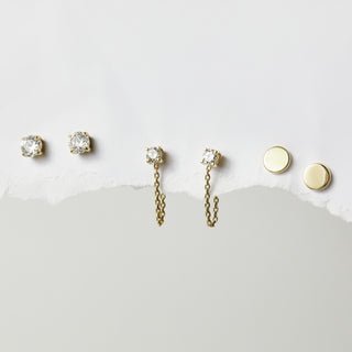Cubic Zirconia Studs In 9k Solid Gold- PAIR - Earrings - Carrie Elizabeth