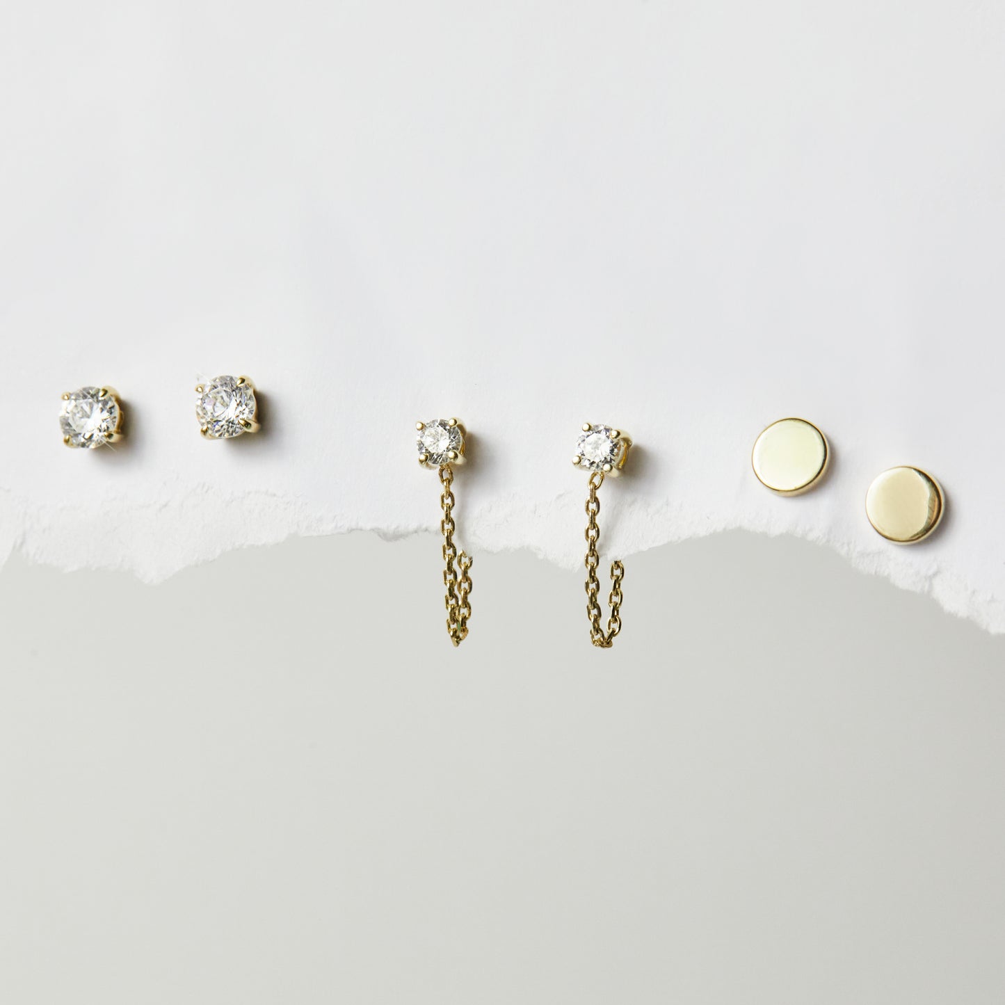 Cubic Zirconia Studs In 9k Solid Gold- PAIR - Earrings - Carrie Elizabeth