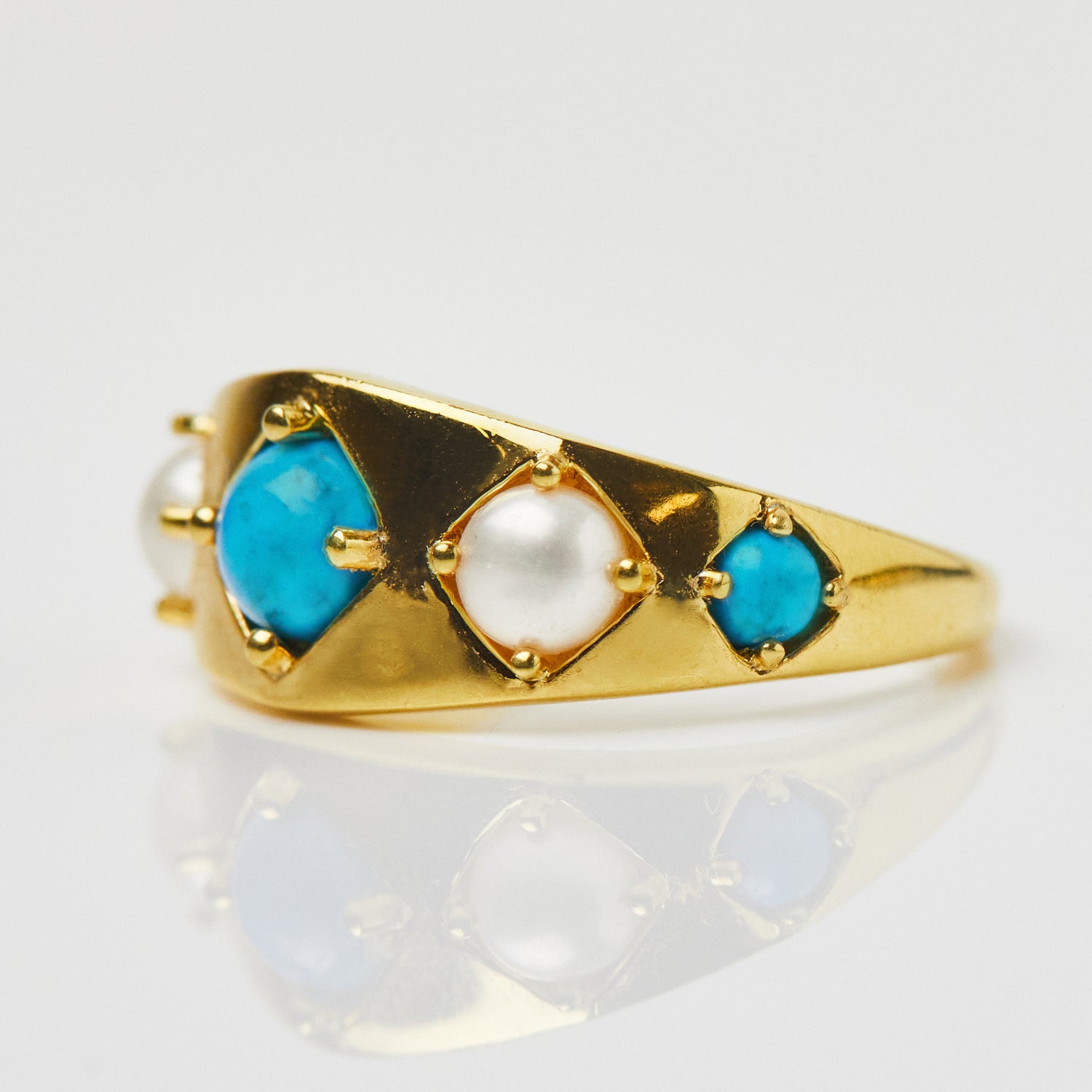 carrie elizabeth turquoise & pearl ring 
