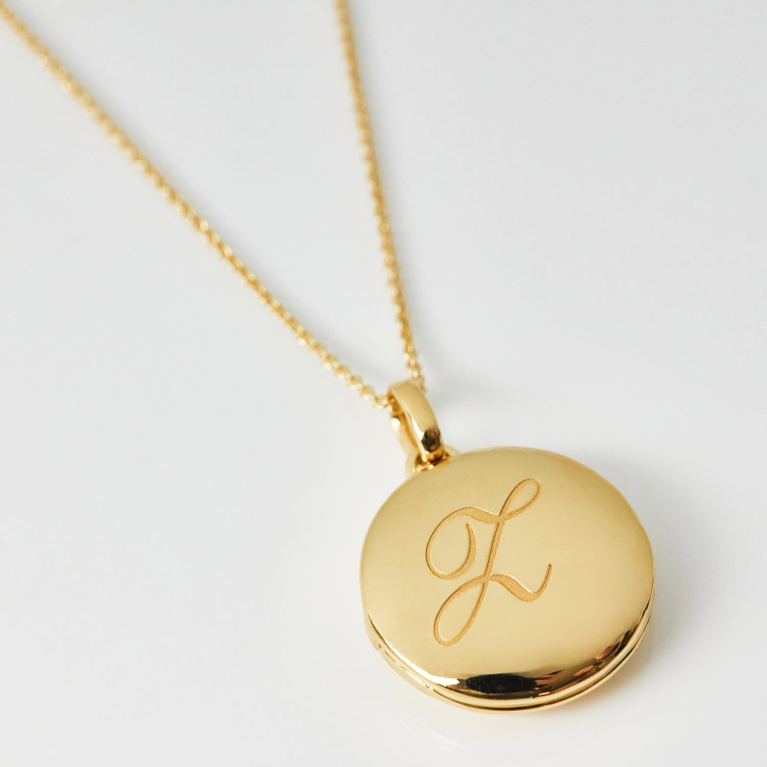 The Mini Ornate Photo Locket Necklace - Gold Vermeil - Letter : Add Picture - Length : 16 in - The M Jewelers