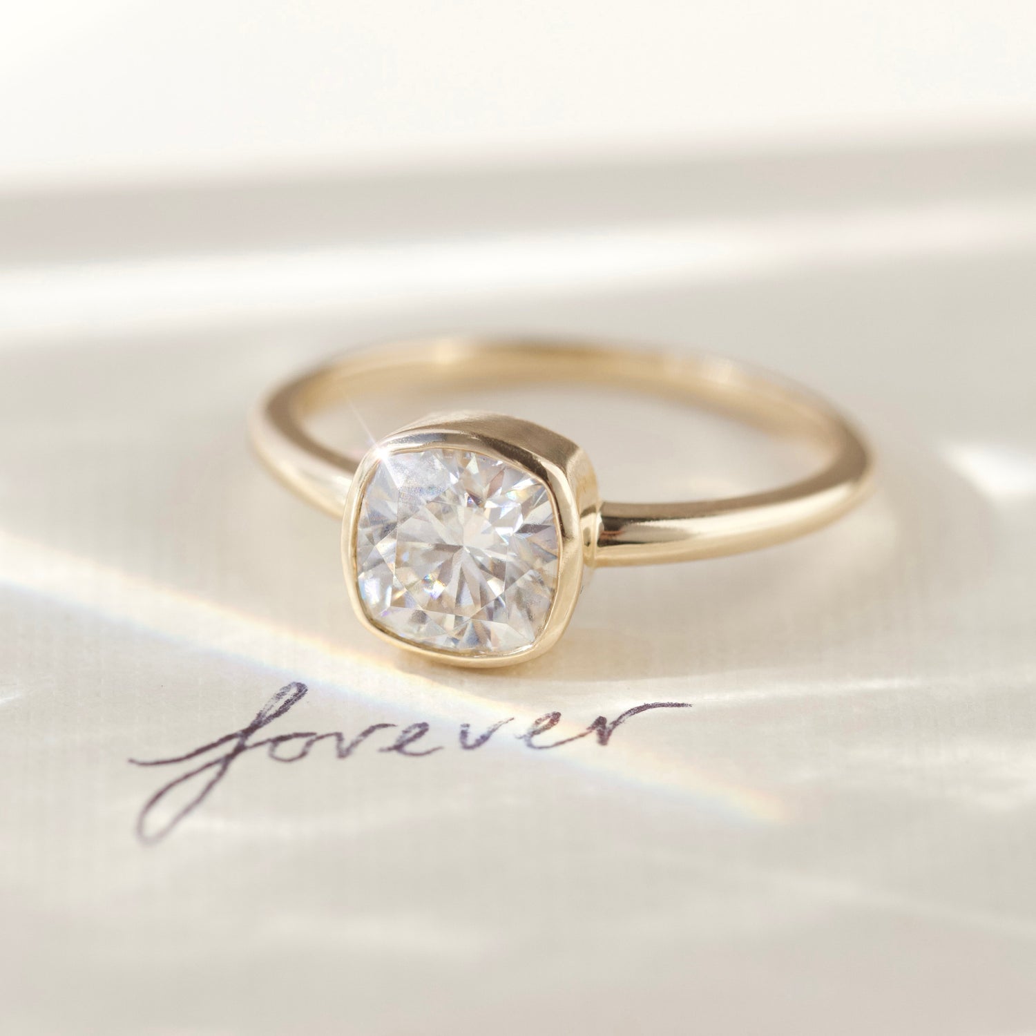 Carrie Elizabeth moissanite engagement ring in solid 9k gold 