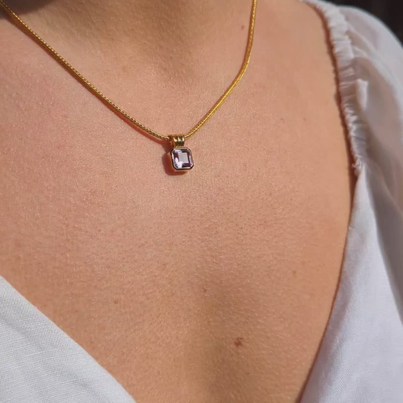Carrie elizabeth purple amethyst pendant necklace in gold vermeil
