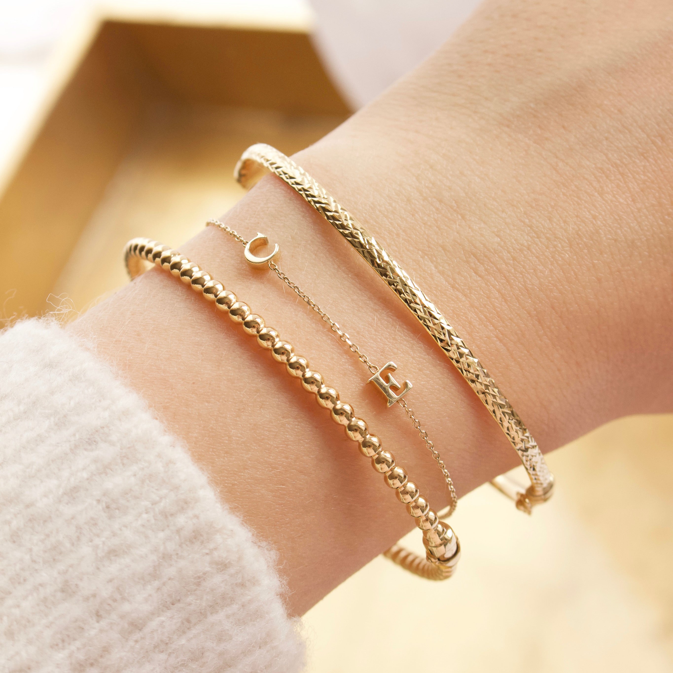 Custom Made Initial Bracelet – Carrie Elizabeth - Main Image