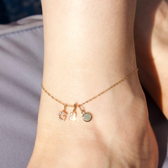 Carrie elizabeth solid 9k gold personalised birthstone charms