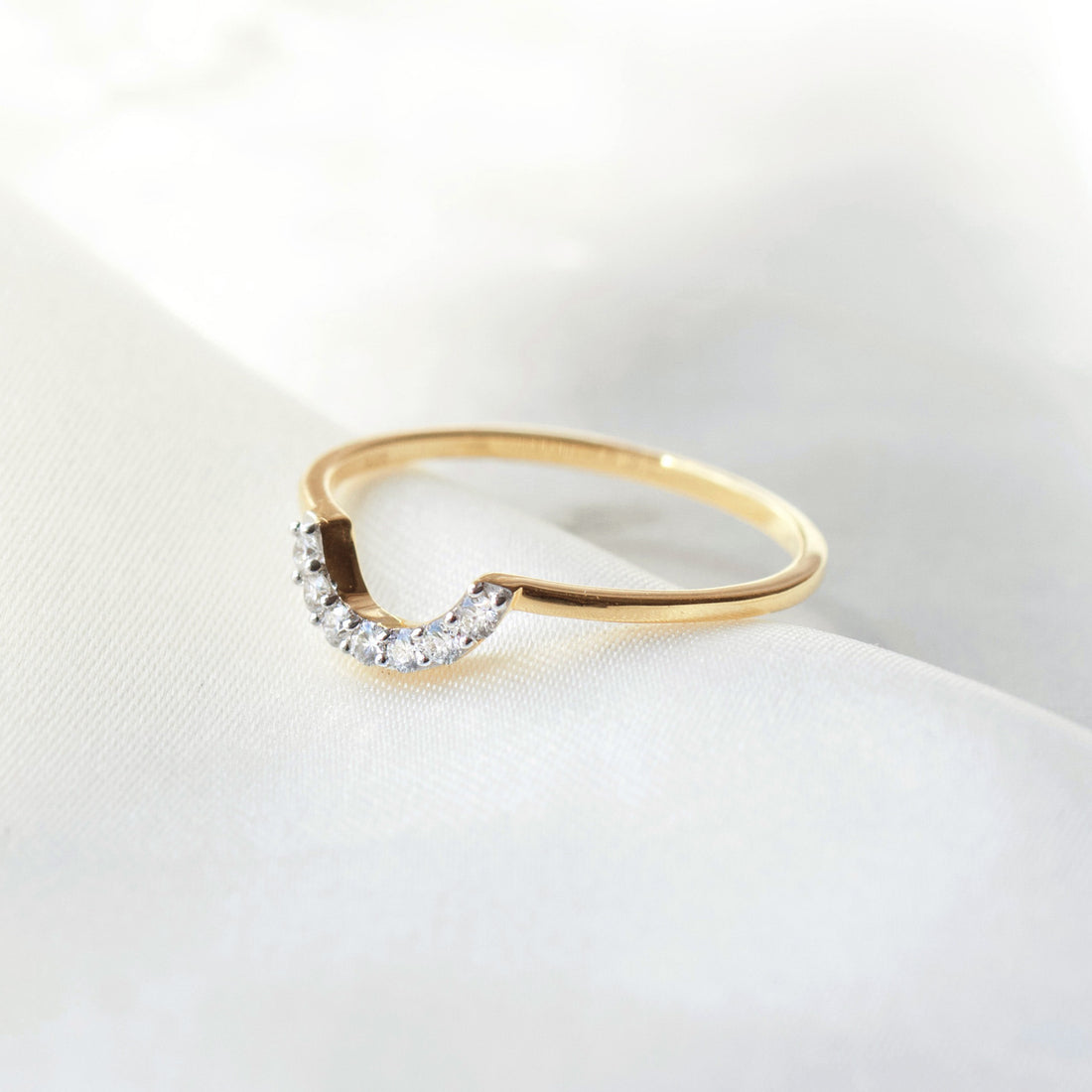 Solid Gold Diamond U Shaped Hugging Ring – Carrie Elizabeth