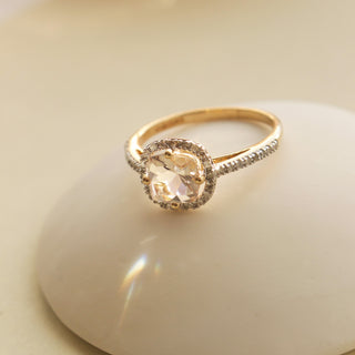 Juliet Morganite & Diamonds Ring In 14k Solid Gold - Ring - Carrie Elizabeth