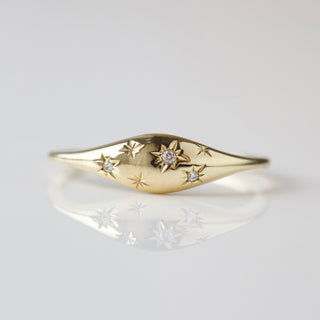 Carrie elizabeth white sapphire signet ring in solid gold