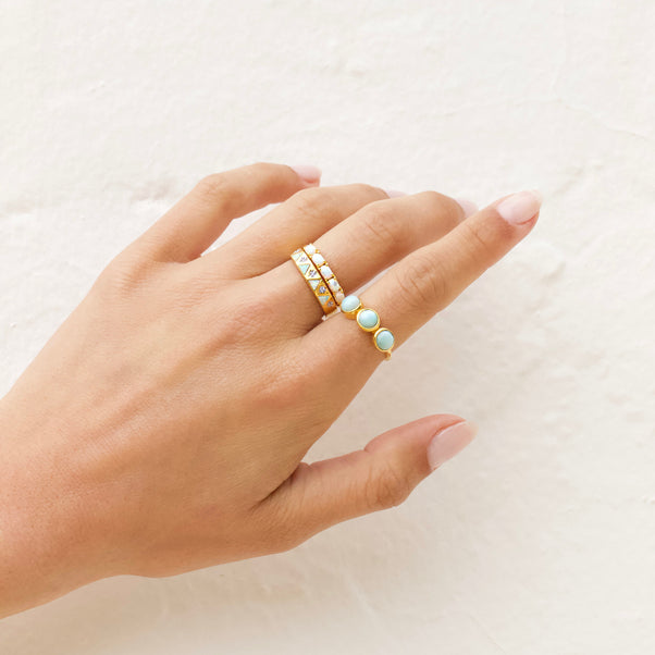 Izar Opal & Diamond Band In Gold Vermeil - Ring - Carrie Elizabeth