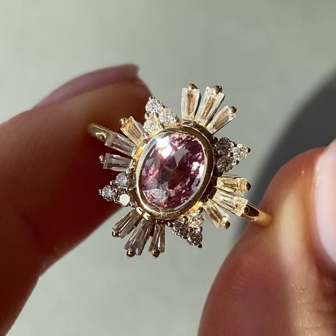 Exclusive Pink Sapphire and White Sapphire Ring - Size Small