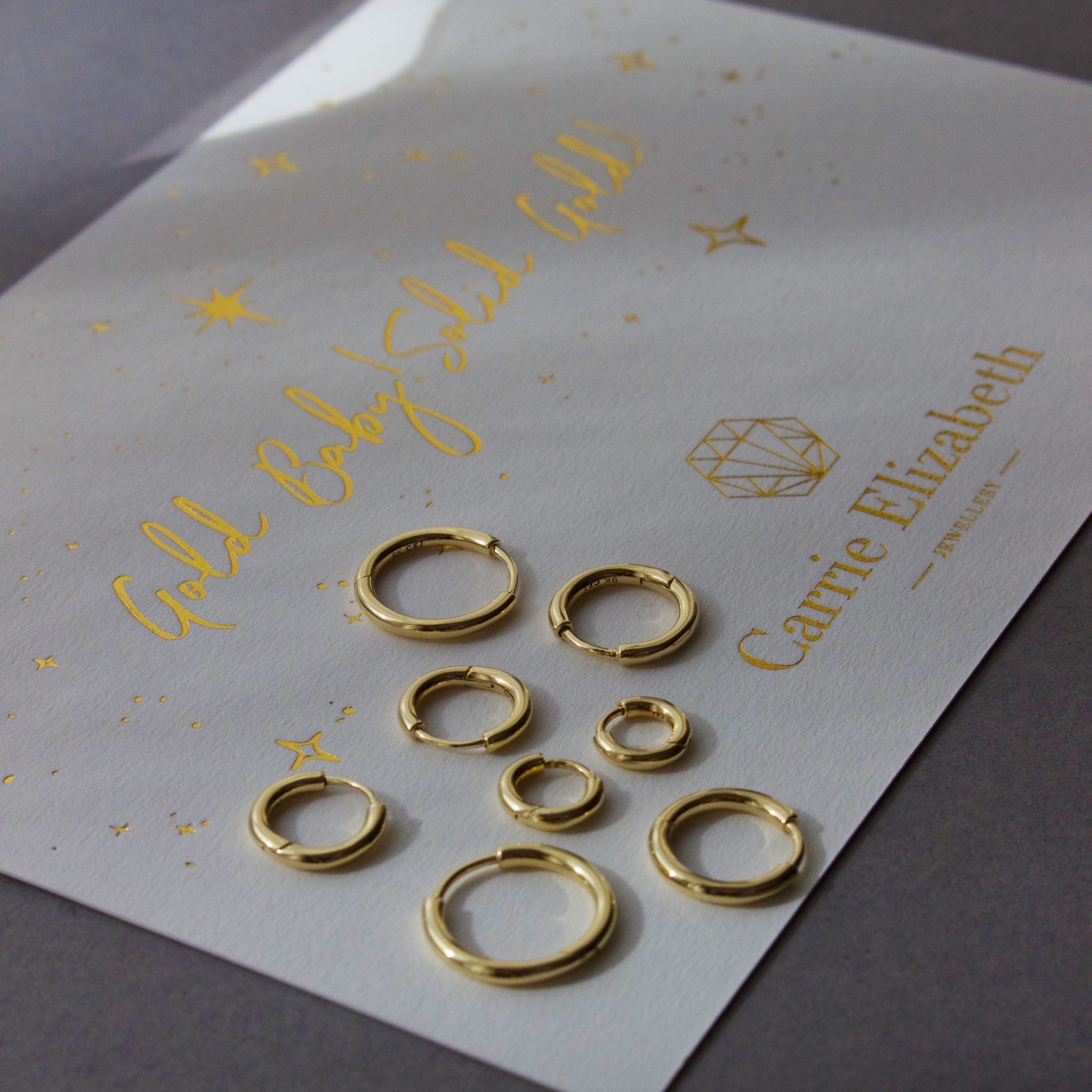 12mm Small Hoop Earring 9k Solid Yellow Gold Earrings Carrie