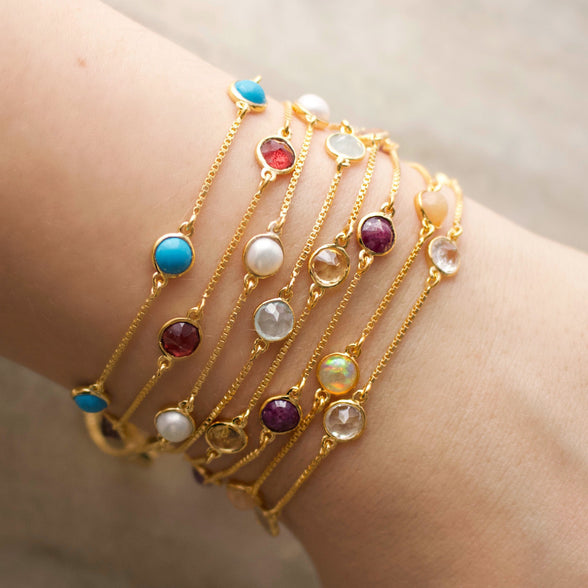 Dainty Semi Precious Birthstone Bracelet