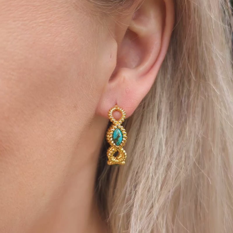 carrie elizabeth turquoise twisted hoops in gold