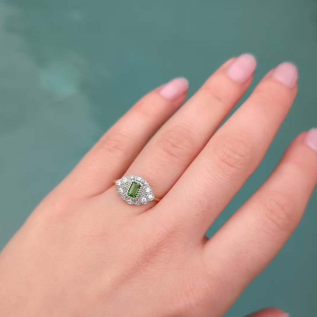 Carrie Elizabeth Fern Green Topaz Vintage Ring