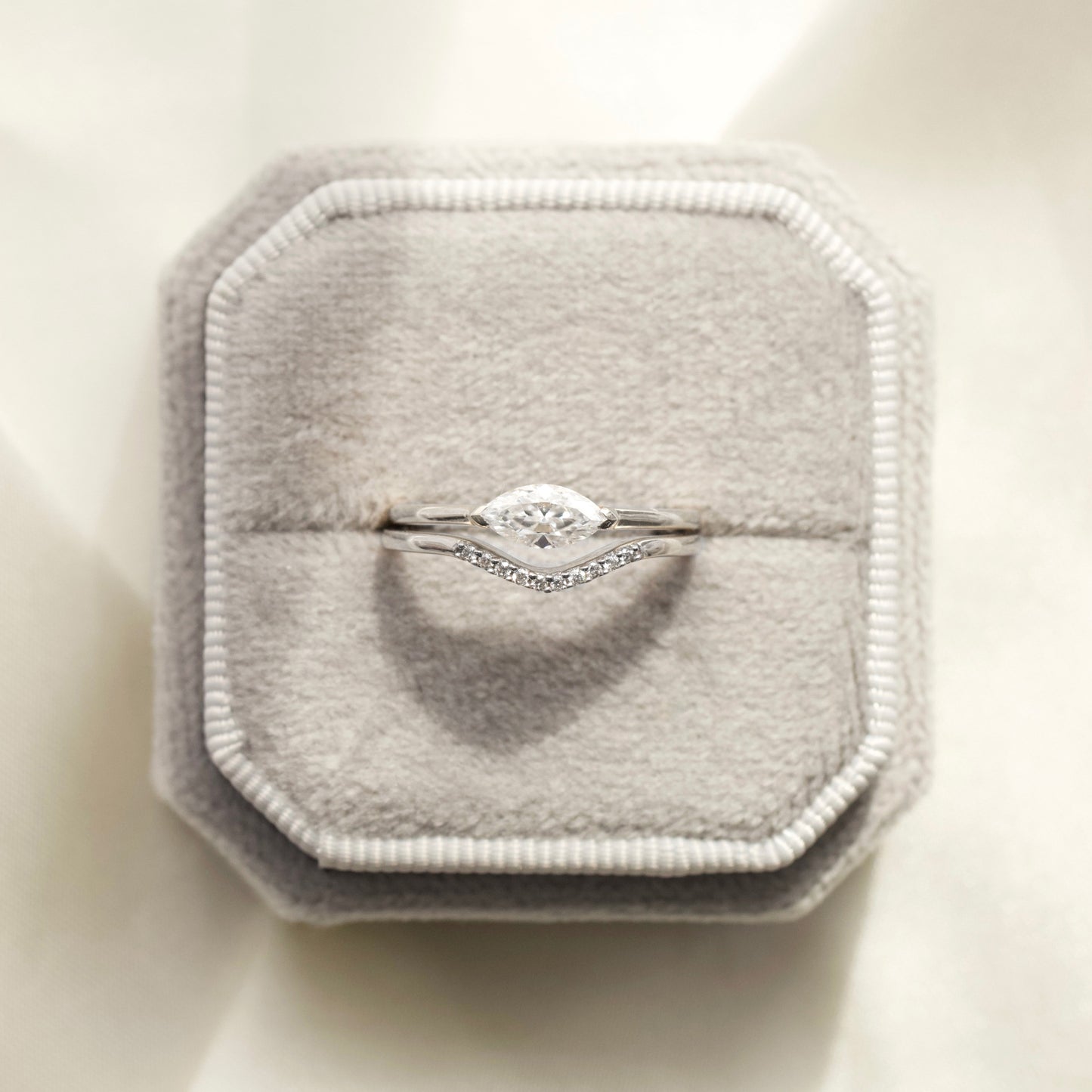 Lily Moissanite and Diamond Hugging Ring Set