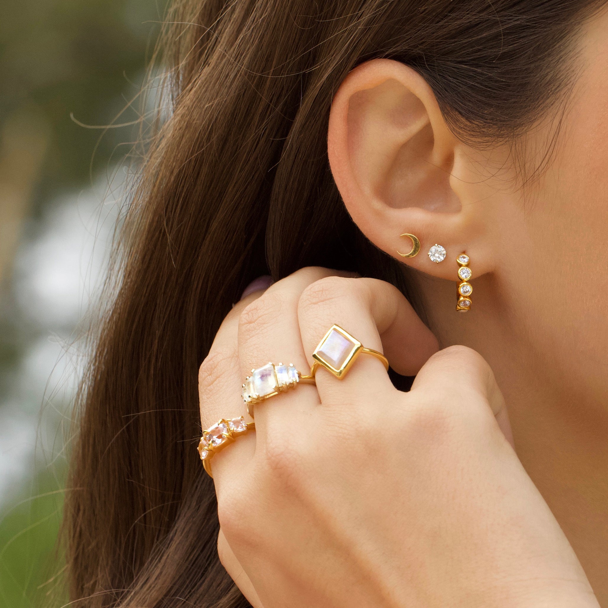 Mini New Moon Stud Earrings 14k Gold Vermeil Earrings Carrie