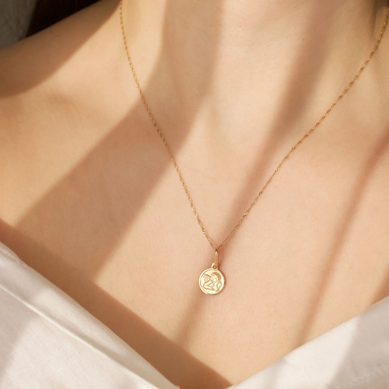 Guardian Angel Pendant in 9k Solid Gold - Necklace - Carrie Elizabeth