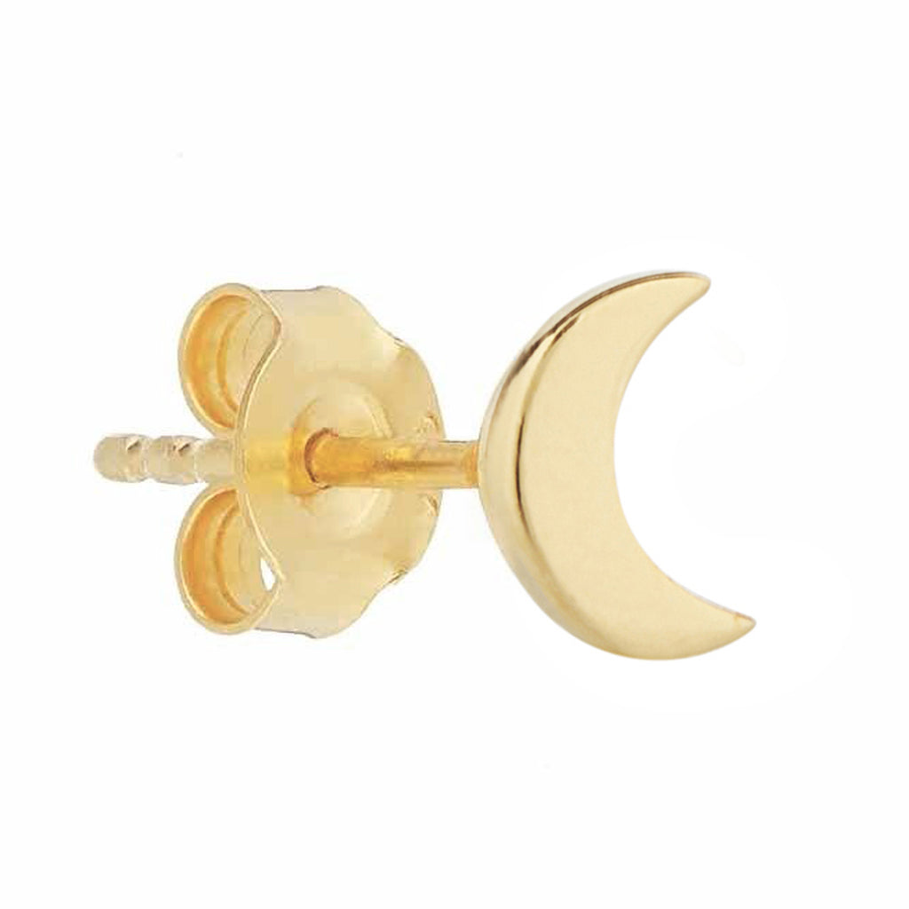Crescent Moon Single Earring In 9k Solid Gold - Earrings - Carrie Elizabeth