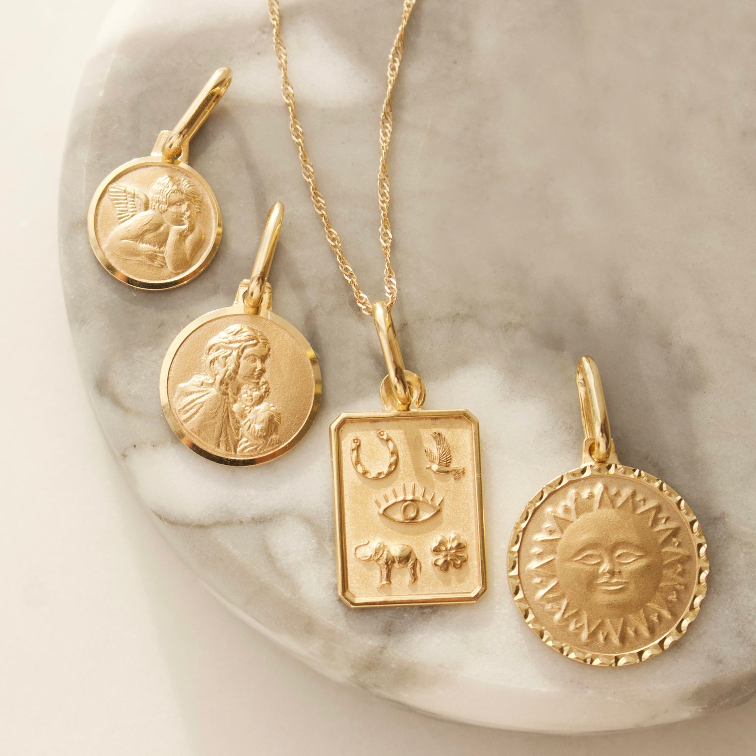 Sun & Moon Pendant in 9k Solid Gold - Necklace - Carrie Elizabeth