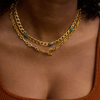 Carrie Copper Turquoise Curb Chain