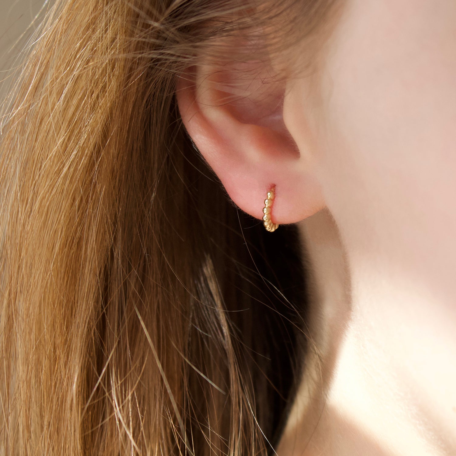 carrie elizabeth bobble hoop earring in solid 9k gold