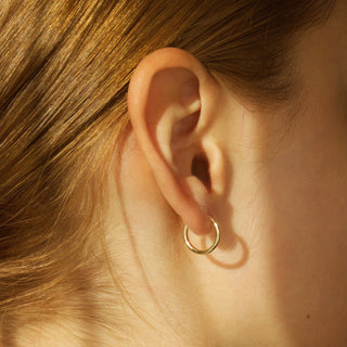 9k Solid Gold Medium Hoop Earring - SINGLE Earrings Pink City 
