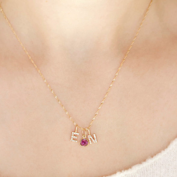 Carrie elizabeth solid 9k gold personalised birthstone charms