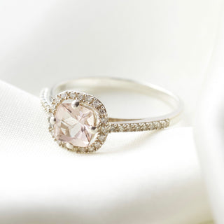 Juliet Morganite & Diamond Ring-  UK Size P