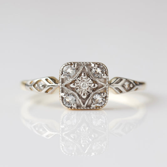 Carrie elizabeth vintage square diamond ring in solid gold