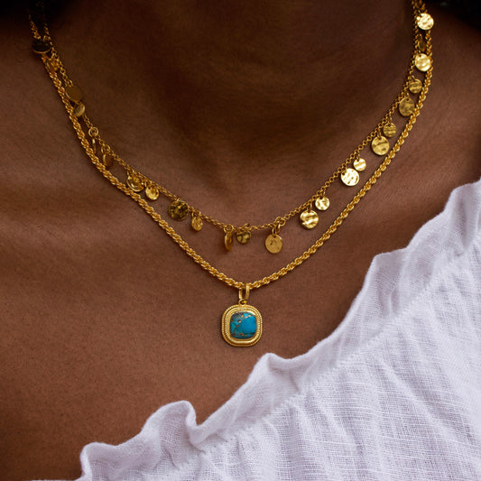 carrie elizabeth copper turquoise pendant necklace